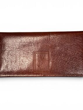 Yves Saint Laurent Vintage Chestnut Brown Leather Envelope Wallet